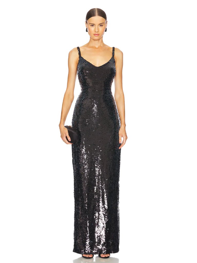 New L'agence Karma Sequin Maxi Dress In Black Formal Gown 0 L Agence Lagence